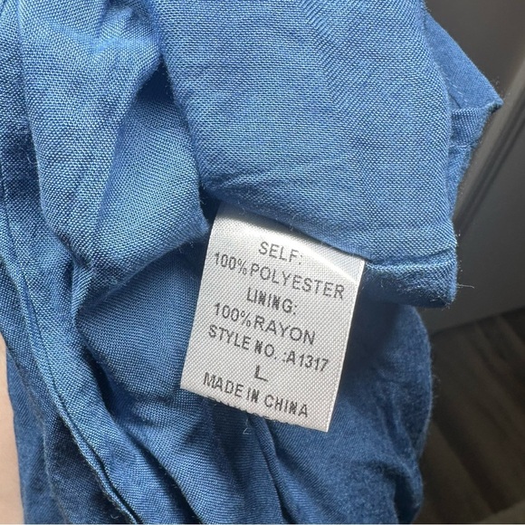 Day + Moon Puff Sleeve Backless Mini Dress Blue Size L - Picture 8 of 9